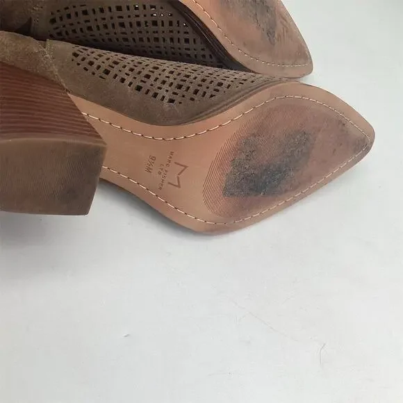 Marc Fisher LTD Booties Womens 9.5M Brown‎ Perforated Pointed Toe Block - Picture 8 of 10